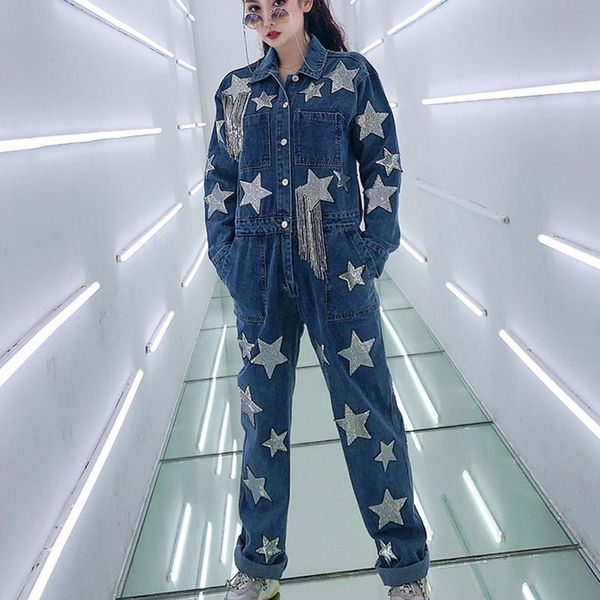 women's jumpsuits & rompers 7mang 2021 streetwear blue denim jumpsuit women long sleeve star sequin jeans fringe party overalls 0124, Black;white
women's jumpsuits & rompers 7mang 2021 streetwear blue denim jumpsuit women long sleeve star sequin jeans fringe party overalls 0124, Black;white