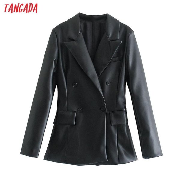 women's suits & blazers tangada women 2021 fashion black faux leather blazer coat vintage double breasted long sleeve female outerwear, White;black
women's suits & blazers tangada women 2021 fashion black faux leather blazer coat vintage double breasted long sleeve female outerwear, White;black