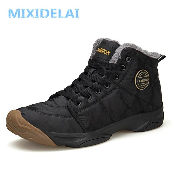 men waterproof ankle boots winter warm plush snow outdoor sneaker work male rubber 's size 211022, Black
men waterproof ankle boots winter warm plush snow outdoor sneaker work male rubber 's size 211022, Black
