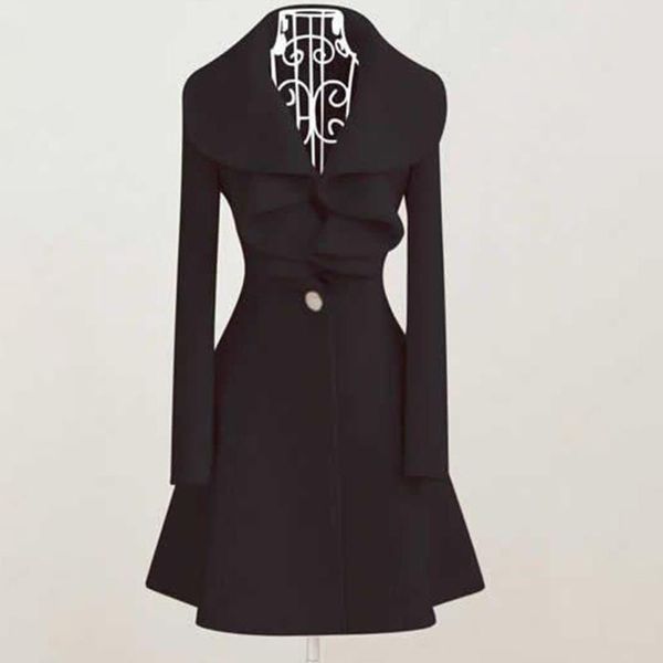 winter coat women woolen outerwear female slim medium-long plus size single breasted ruffles collar wool women's & blends, Black
winter coat women woolen outerwear female slim medium-long plus size single breasted ruffles collar wool women's & blends, Black