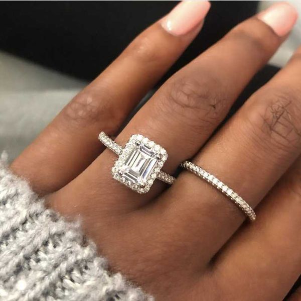cluster rings luxury 925 sterling silver emerald cut simulated diamond wedding engagement cocktail women band ring set fine jewelry, Golden;silver
cluster rings luxury 925 sterling silver emerald cut simulated diamond wedding engagement cocktail women band ring set fine jewelry, Golden;silver