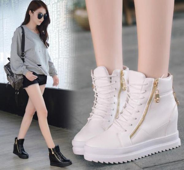 dress shoes pu leather high uppers increase within thick bottom white autumn and winter zipper waterproof platform heel women, Black
dress shoes pu leather high uppers increase within thick bottom white autumn and winter zipper waterproof platform heel women, Black