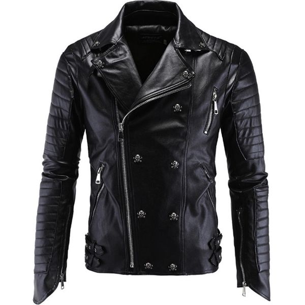men leather jacket pu clothing boutique punk leather jacket men skull motorcycle leather jacket multi zippers slim fit m-5xl 211118, Black
men leather jacket pu clothing boutique punk leather jacket men skull motorcycle leather jacket multi zippers slim fit m-5xl 211118, Black