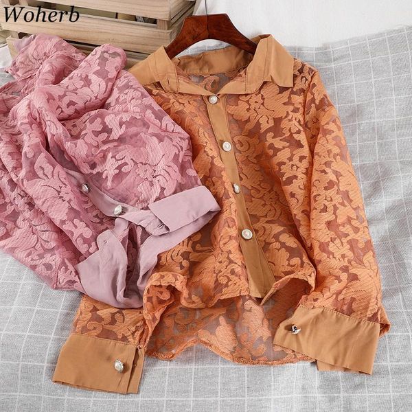 woherb spring blouses women solid lace blusas elegant korean clothing see through chic female shirt ropa mujer women's & shirts, White
woherb spring blouses women solid lace blusas elegant korean clothing see through chic female shirt ropa mujer women's & shirts, White
