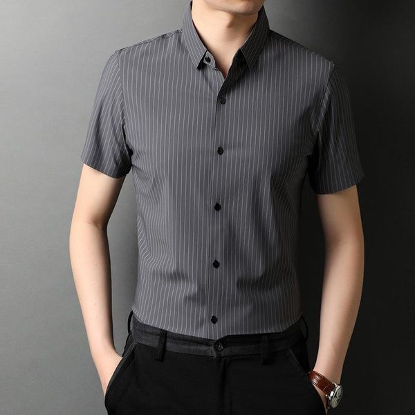 men's casual shirts summer seamless shirt 2021 lapel short-sleeved business stripes camisas para hombre men clothing, White;black
men's casual shirts summer seamless shirt 2021 lapel short-sleeved business stripes camisas para hombre men clothing, White;black