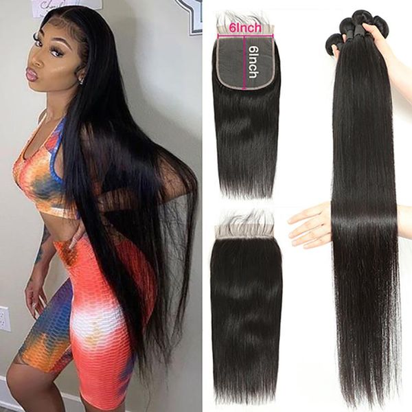 human hair bulks queenlife straight bundles with 6x6 lace closure 100% brazilian weave 3/4 remy, Black
human hair bulks queenlife straight bundles with 6x6 lace closure 100% brazilian weave 3/4 remy, Black