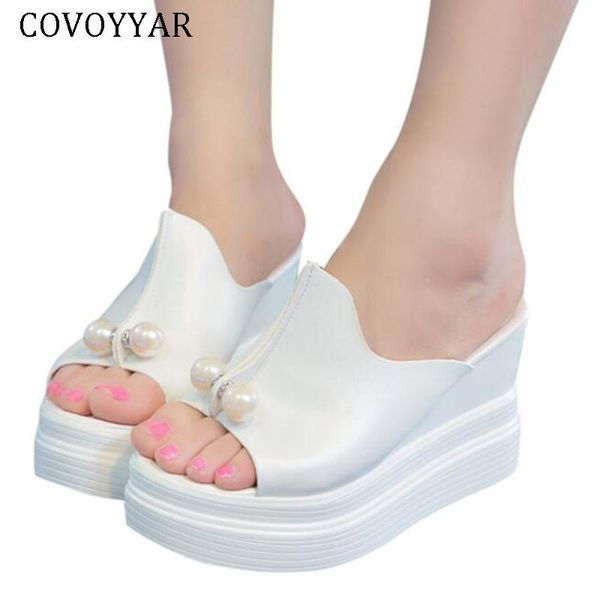 slippers covoyyar 2021 peep toe woman platform wedge slides pearl decor 9cm high heels summer shoes sandals pumps wss408, Black
slippers covoyyar 2021 peep toe woman platform wedge slides pearl decor 9cm high heels summer shoes sandals pumps wss408, Black