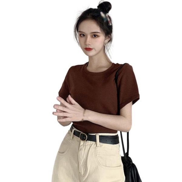 women's t-shirt summer ladies simple solid color student casual all-match short-sleeved women o-neck thin wild tees female clothes, White
women's t-shirt summer ladies simple solid color student casual all-match short-sleeved women o-neck thin wild tees female clothes, White
