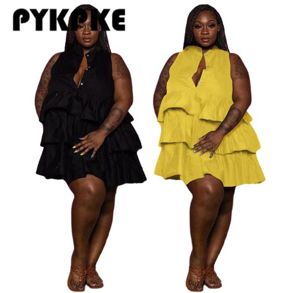 casual dresses women plus size dress solid color buttons sleeveless cake mini night club party vestidos, Black;gray
casual dresses women plus size dress solid color buttons sleeveless cake mini night club party vestidos, Black;gray