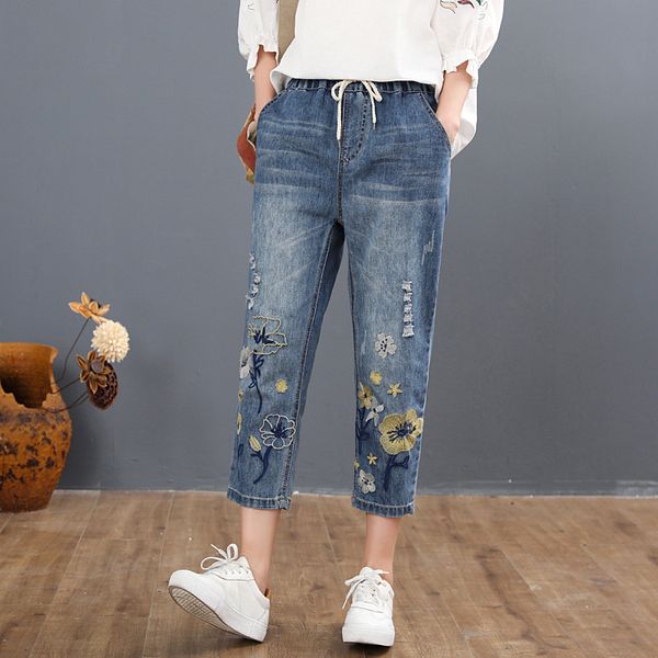 2011max lulu 2021 chinese summer fashion style ladies vintage embroidery jeans women casual floral denim trousers ripped harem pants, Blue
2011max lulu 2021 chinese summer fashion style ladies vintage embroidery jeans women casual floral denim trousers ripped harem pants, Blue