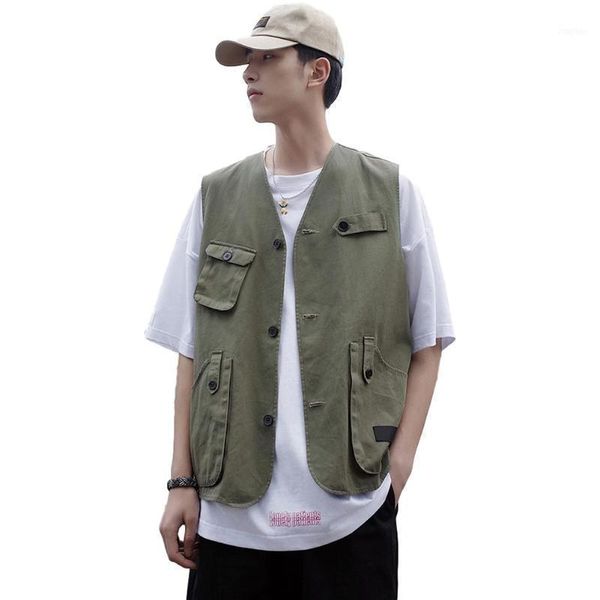 men's vest solid color summer multi-pocket loose all-match sleeveless male black green khaki color1, Black;white
men's vest solid color summer multi-pocket loose all-match sleeveless male black green khaki color1, Black;white