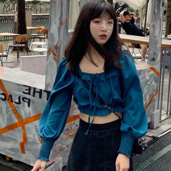 women's blouses & shirts women crop solid lantern sleeve ruffles french style elegant blue designer slim retro trendy streetwear fe, White
women's blouses & shirts women crop solid lantern sleeve ruffles french style elegant blue designer slim retro trendy streetwear fe, White