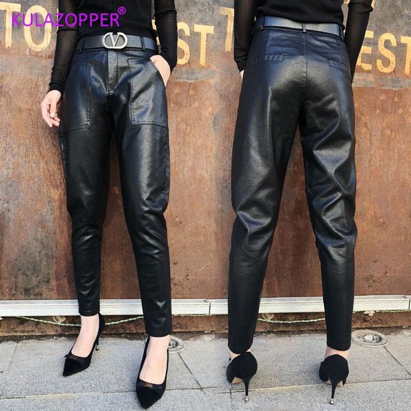 women's pants & capris 2021 women pu leather autumn skinny feet ankle length harem slim faux harlan trousers for female zh210, Black;white
women's pants & capris 2021 women pu leather autumn skinny feet ankle length harem slim faux harlan trousers for female zh210, Black;white