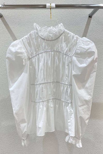 spring fashion design puff sleeve sweet pleated stand full solid shirt women 210615, White
spring fashion design puff sleeve sweet pleated stand full solid shirt women 210615, White