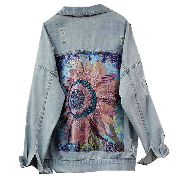 women's jackets streetwear print denim jacket diamond hole vintage jeans coat female spring autumn casual loose cowboy outwear tid, Black;brown
women's jackets streetwear print denim jacket diamond hole vintage jeans coat female spring autumn casual loose cowboy outwear tid, Black;brown
