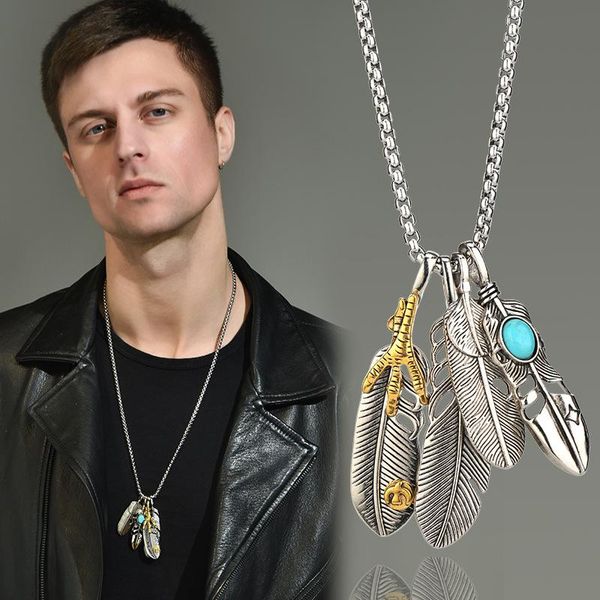pendant necklaces feather personality men's hip hop jumping di necklace street trendy nightclub titanium steel sweater, Silver
pendant necklaces feather personality men's hip hop jumping di necklace street trendy nightclub titanium steel sweater, Silver