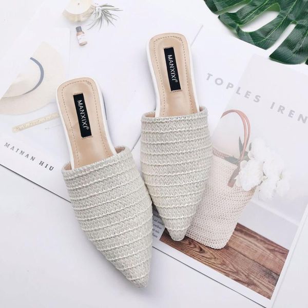 slippers women weave flats 2021 summer slides ladies pointed toe mules shoes fashion breathable outside, Black
slippers women weave flats 2021 summer slides ladies pointed toe mules shoes fashion breathable outside, Black