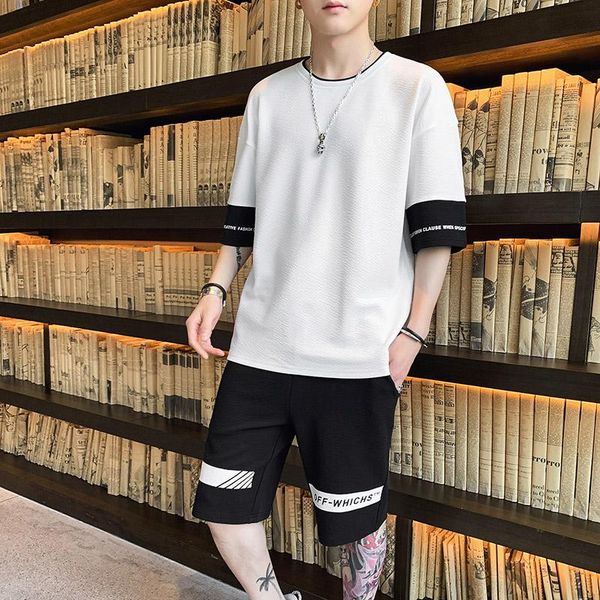 men's tracksuits casual suit for men style spring autumn summer 95% polyester 5% spandex half sleeves tees knee length pants color cont, Gray
men's tracksuits casual suit for men style spring autumn summer 95% polyester 5% spandex half sleeves tees knee length pants color cont, Gray