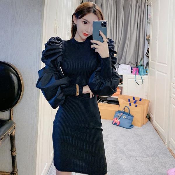 casual dresses spring autumn lady knitted sweater dress 2021 korea slim women o-neck long puff sleeve mini bodycon g988, Black;gray
casual dresses spring autumn lady knitted sweater dress 2021 korea slim women o-neck long puff sleeve mini bodycon g988, Black;gray