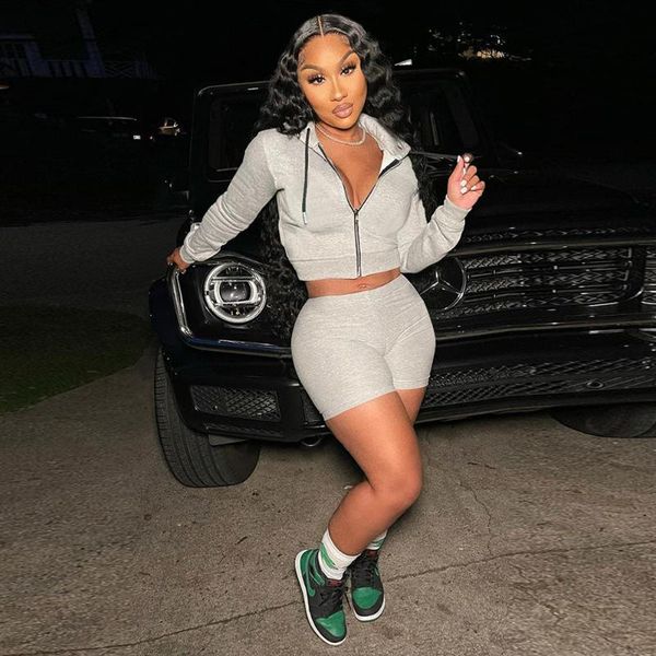 women's tracksuits 2021 two piece sport suit hooded lonf sleeve sweatshirt and biker shorts autumn fall clothing activewear matching se, Gray
women's tracksuits 2021 two piece sport suit hooded lonf sleeve sweatshirt and biker shorts autumn fall clothing activewear matching se, Gray