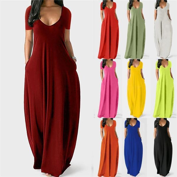 summer maxi solid pocket long women dress casual short sleeve loose sundress female evening party vestidos plus size 5xl, Black;gray
summer maxi solid pocket long women dress casual short sleeve loose sundress female evening party vestidos plus size 5xl, Black;gray
