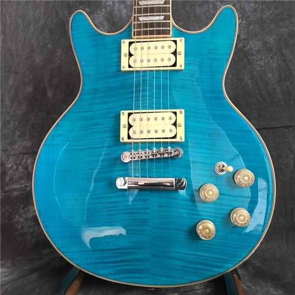 custom electric guitar maple leaf flame color sapphire 6-string custom 
custom electric guitar maple leaf flame color sapphire 6-string custom