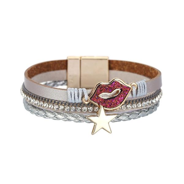 bangle fashion ladies bracelets bohemian style inlaid zircon woven leather multilayer magnetic clasp on hand women jewelry, Black
bangle fashion ladies bracelets bohemian style inlaid zircon woven leather multilayer magnetic clasp on hand women jewelry, Black