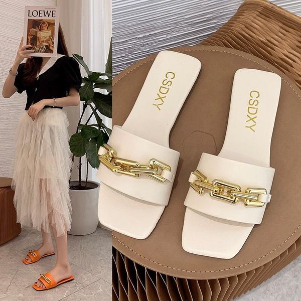 brand thin slippers leather sqare toe women sandal open flat casual slides outdoor beach female flip flops metal chain, Black
brand thin slippers leather sqare toe women sandal open flat casual slides outdoor beach female flip flops metal chain, Black