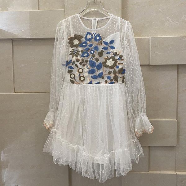 casual dresses 2021 summer fashion embroidered long-sleeved mesh dress o-neck ruffled petal sleeves high waisted white a-line clothes, Black;gray
casual dresses 2021 summer fashion embroidered long-sleeved mesh dress o-neck ruffled petal sleeves high waisted white a-line clothes, Black;gray