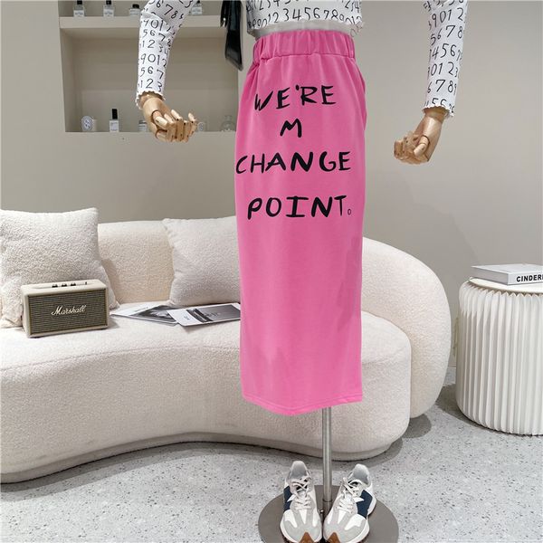 spring summer female niche design fashion letter print versatile mean length skirt, Black
spring summer female niche design fashion letter print versatile mean length skirt, Black