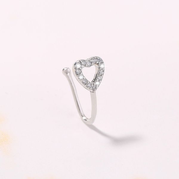 new micro inlaid zircon u-shaped heart-shaped ring, simple and personalized love women's puncture nose nail, Silver
new micro inlaid zircon u-shaped heart-shaped ring, simple and personalized love women's puncture nose nail, Silver