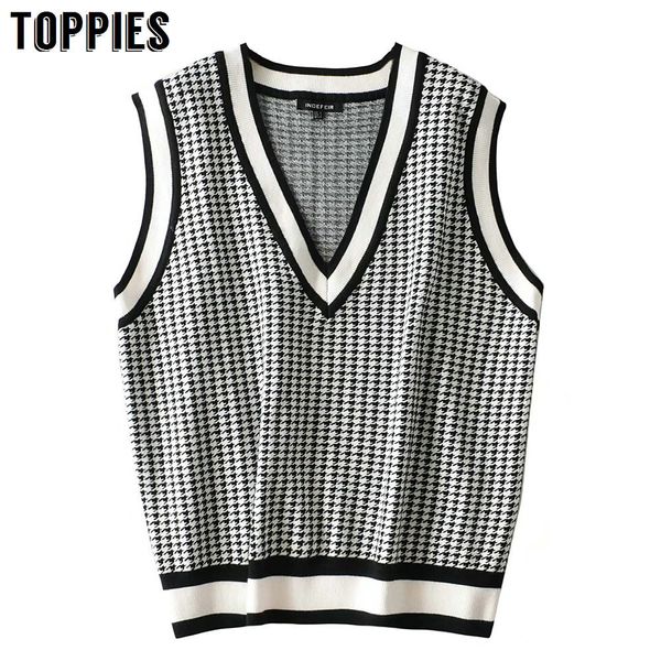 ies new plaid v neck vests for women knitted preppy style soft waistcoat spring outerwear 210412, White;black
ies new plaid v neck vests for women knitted preppy style soft waistcoat spring outerwear 210412, White;black