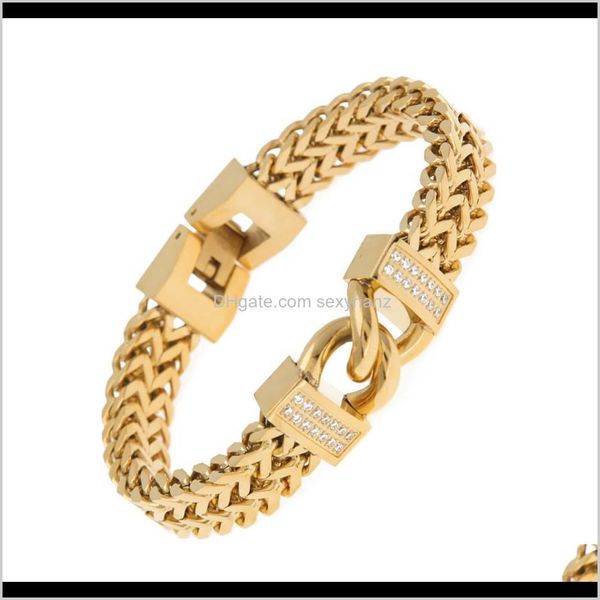 link, bracelets drop delivery 2021 12mm men gold stainless steel chain link bracelet hip hop style inlay zircon wristband bangle fashion pun, Black
link, bracelets drop delivery 2021 12mm men gold stainless steel chain link bracelet hip hop style inlay zircon wristband bangle fashion pun, Black