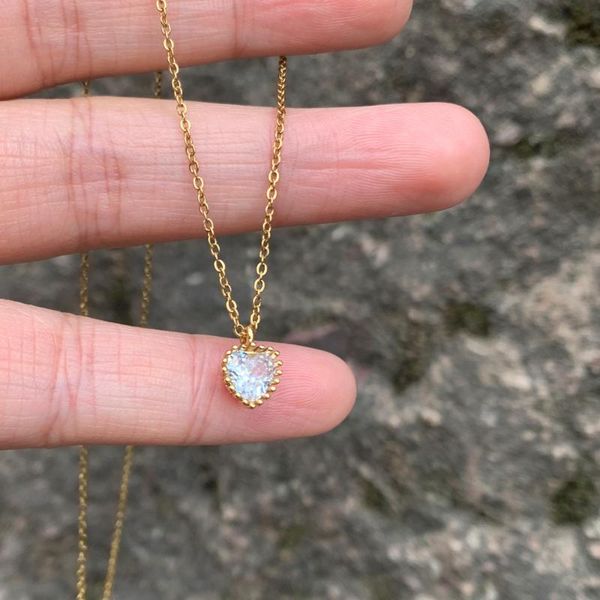 simple gold color copper zircon heart pendant necklace womem trendy elegant cz charm steel chain jewelry necklaces, Silver
simple gold color copper zircon heart pendant necklace womem trendy elegant cz charm steel chain jewelry necklaces, Silver