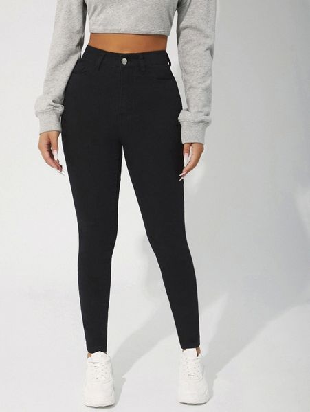 petite high waist skinny jeans r3nt#, Blue