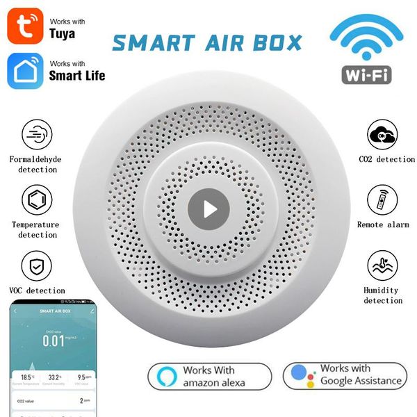 smart home control tuya wifi air box formaldehyde voc sensor carbon dioxide temperature humidity automation alarm detector tool
smart home control tuya wifi air box formaldehyde voc sensor carbon dioxide temperature humidity automation alarm detector tool