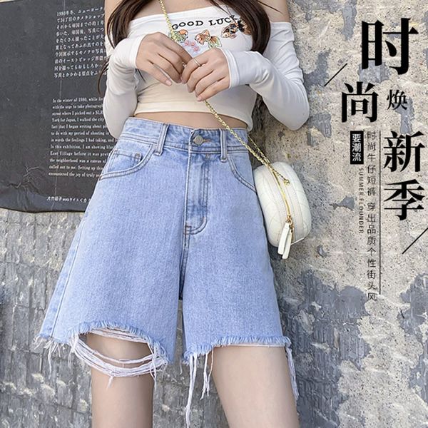women's shorts high waist summer arrival light blue hole loose denim with burr street wear lady short jeans kqtz, White;black
women's shorts high waist summer arrival light blue hole loose denim with burr street wear lady short jeans kqtz, White;black