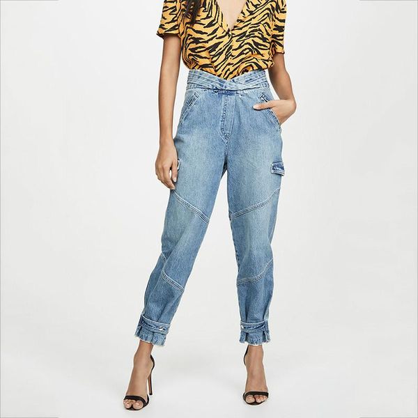 women's jeans 2021 spring low waist light blue denim pocket zippers full length fashion tide female trousers u816
women's jeans 2021 spring low waist light blue denim pocket zippers full length fashion tide female trousers u816