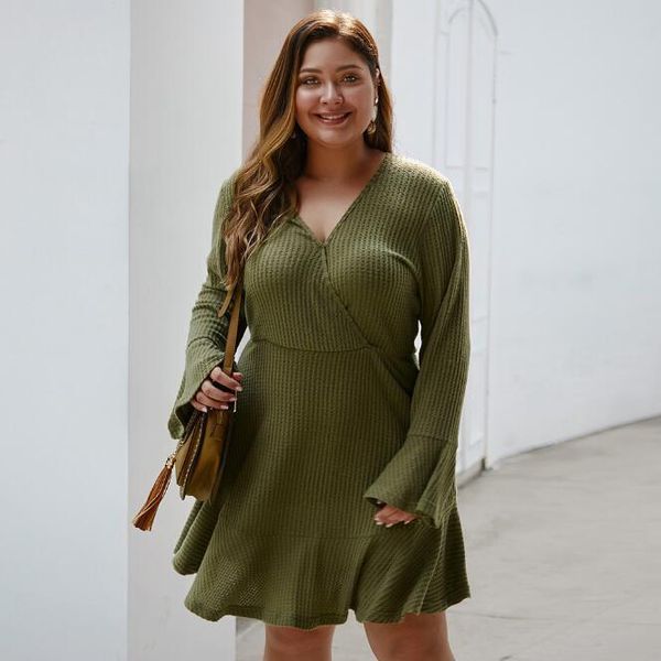 casual dresses autumn plus size 3xl 4xl army green dress women long flare sleeve v-neck knitted ladies pleated party cl261, Black;gray
casual dresses autumn plus size 3xl 4xl army green dress women long flare sleeve v-neck knitted ladies pleated party cl261, Black;gray