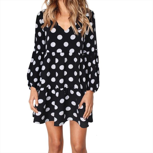 dot printed summer bohemia mini womens dresses beach vacation v neck casual sundress, Black;gray
dot printed summer bohemia mini womens dresses beach vacation v neck casual sundress, Black;gray