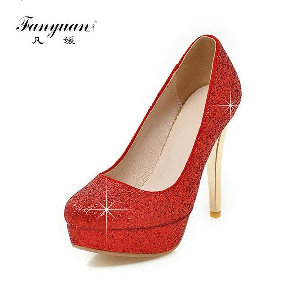 fanyuan big size 34-43 round toe platform shoes woman sequined upper red black silver high heels party wedding pumps dress
fanyuan big size 34-43 round toe platform shoes woman sequined upper red black silver high heels party wedding pumps dress