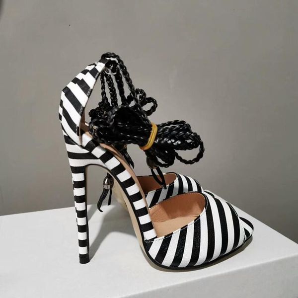 dress shoes shofoo shoes,elegant fashion lady's sandals, black white stripes, about 11cm high-heeled women's sandals. size: 34-45
dress shoes shofoo shoes,elegant fashion lady's sandals, black white stripes, about 11cm high-heeled women's sandals. size: 34-45
