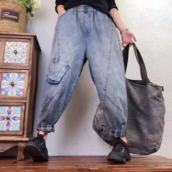 women's jeans 2021 arrival summer women casual loose elastic waist harem pants cotton denim pocket patchwork ankle-length w304 khcg, Blue
women's jeans 2021 arrival summer women casual loose elastic waist harem pants cotton denim pocket patchwork ankle-length w304 khcg, Blue