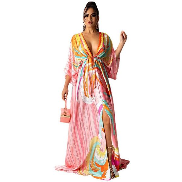party dresses summer long for women half sleeve lace up v neck sundress elegant chic bohemian beach holiday dress vestidos robes 2021, White;black
party dresses summer long for women half sleeve lace up v neck sundress elegant chic bohemian beach holiday dress vestidos robes 2021, White;black