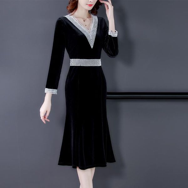 casual dresses 2021 autumn vintage black gold velvet midi winter solid 3xl plus size dress women elegant bodycon wedding vestido, Black;gray
casual dresses 2021 autumn vintage black gold velvet midi winter solid 3xl plus size dress women elegant bodycon wedding vestido, Black;gray