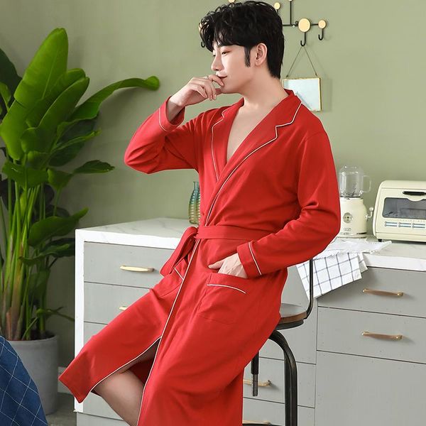 men's sleepwear spring autumn knitted cotton bathrobe mens sleep lounge kimono bath robes masculino dressing gown red men fashion, Black;brown
men's sleepwear spring autumn knitted cotton bathrobe mens sleep lounge kimono bath robes masculino dressing gown red men fashion, Black;brown