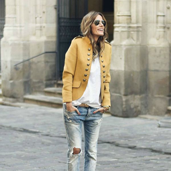 women's suits & blazers vitiana women casual autumn female solid yellow buttons turtleneck office work blazer ladies fashion ol coats o, White;black
women's suits & blazers vitiana women casual autumn female solid yellow buttons turtleneck office work blazer ladies fashion ol coats o, White;black