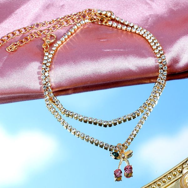 2pcs/set gold color cherry crystal anklet rhinestone tennis chain anklet for women beach sandals female foot jewelry, Red;blue
2pcs/set gold color cherry crystal anklet rhinestone tennis chain anklet for women beach sandals female foot jewelry, Red;blue
