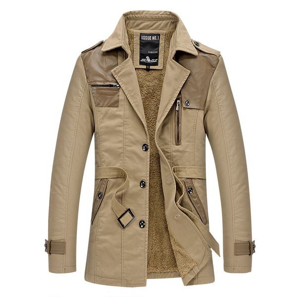 fashion trench coat winter men's plush and insert lapel medium length jacket youth casual windbreaker, Tan;black
fashion trench coat winter men's plush and insert lapel medium length jacket youth casual windbreaker, Tan;black