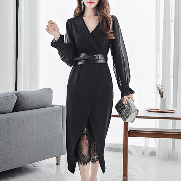 work dresses 2021 autumn dress suits for women chiffon long sleeve blazer lace two piece set ladies office wear clothing belt, White;black
work dresses 2021 autumn dress suits for women chiffon long sleeve blazer lace two piece set ladies office wear clothing belt, White;black